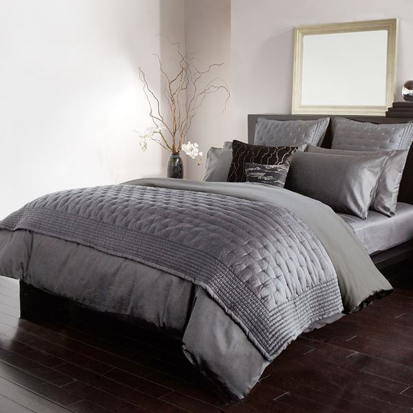 Essential Silk Bedspread Throw - Charcoal